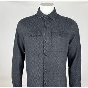 Ted Baker London Long Sleeve Flannel Shirt Mens 5 Button-up Pocket Stretch Black